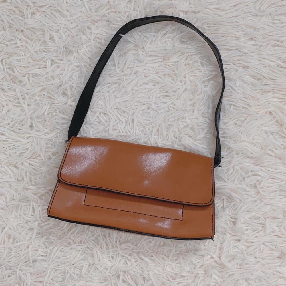 Vintage Emilie M. Tan Leather Mini Shoulder Bag